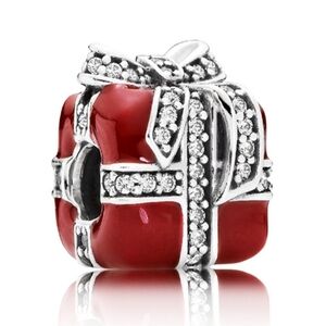 Pandora Sparkling Surprise Present Charm with Red Enamel- 791772cz